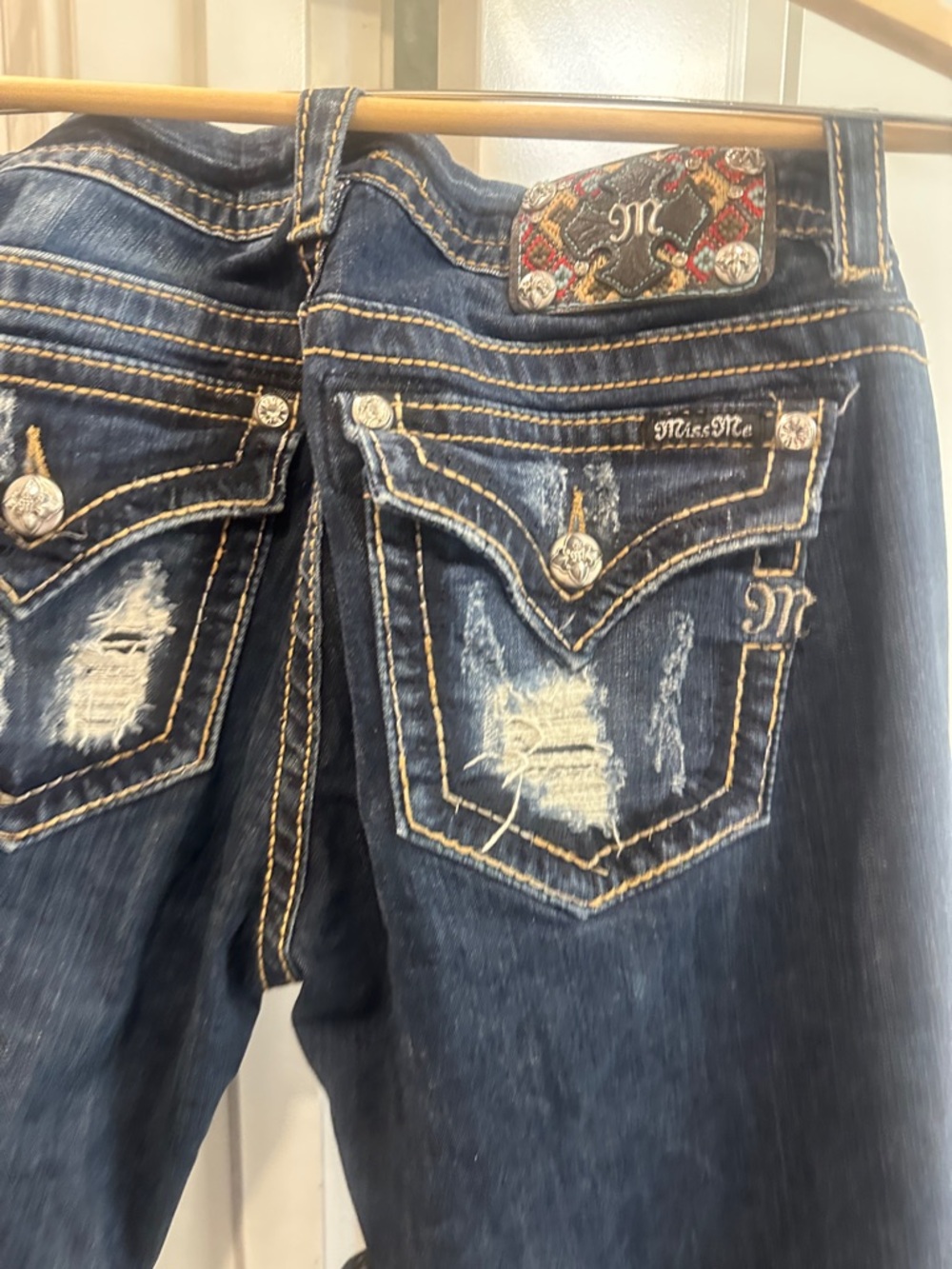 Miss Me Dark Indigo Bootcut Jeans with Contrast  new   size 30